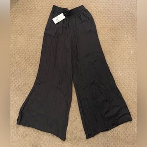 ZARA- silky black flare pants.